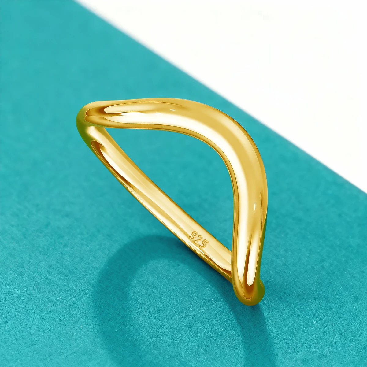 925 Sterling Silber Minimalismus Wellenringe für Frauen Verlobung Hochzeit Party Stapelbarer Ring 18K Goldfarbe Edler Schmuck – Detail 3