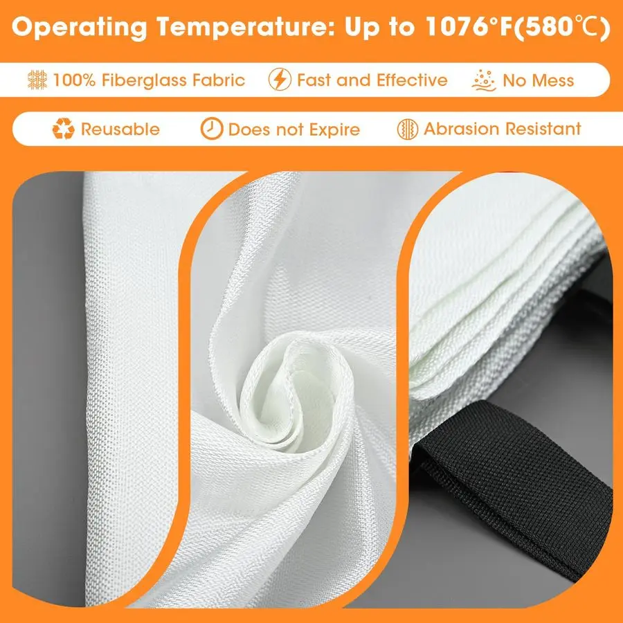 بطانية حريق، بطانيات مقاومة للحريق من الألياف الزجاجية مقاس 40 × 40 للمنزل والمطبخ والتخييم والشواية والسيارة والمكتب والمستودعات #5