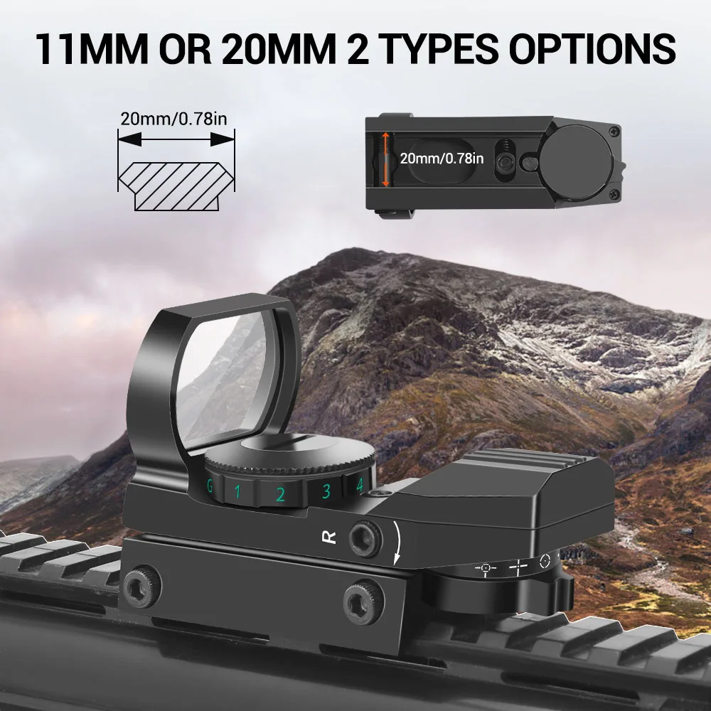 Tactical Riflescope Hunting Optics Red Green Projected Dot Sight Reflex 4 Reticle Scope Collimator Sight for 11mm/20mm Rail
