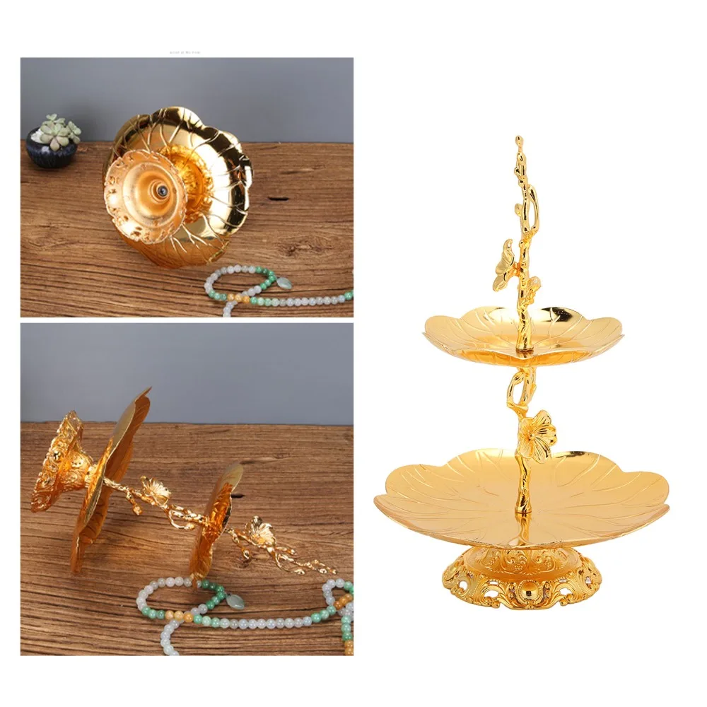 7PCS European 2 Layer Cupcake Stand Metal Easy Assemble Two Tiered Tray Snack Storage Gold Metal Dessert Stand Dessert Display