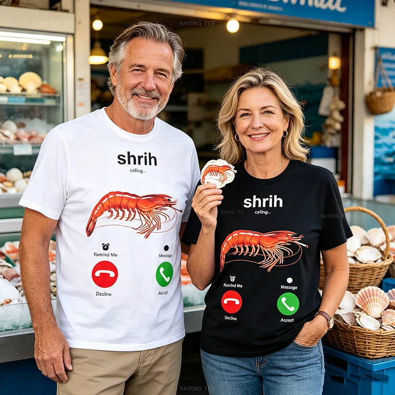 Shrih Calling Smoking Shrimp Lustiges Meeresfrüchte-Meme-T-Shirt Y2k Meeresfrüchte-Liebhaber, Krebstier-Fans Persönlichkeits-Sarkasmus-Sprücher-T-Shirt – Detail 3