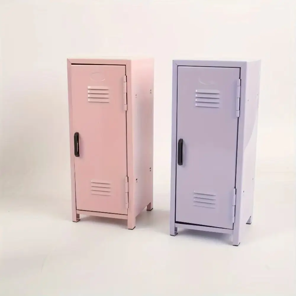 Multifunctional Iron Makeup Storage Cabinet Two Layers Vertical Key Storage Box with A Lock Lockable Makeup Storage Box For Home