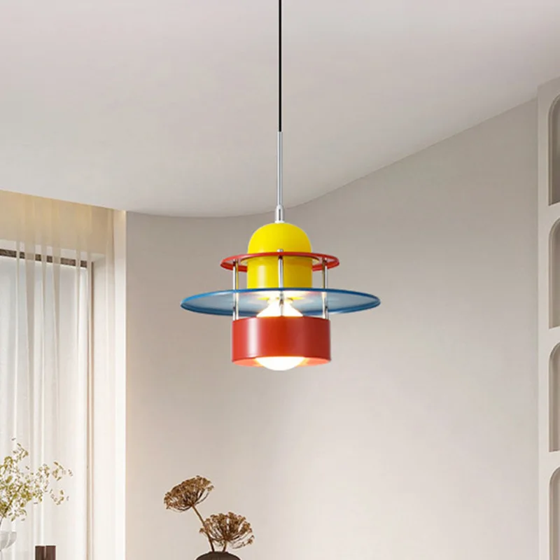 Memphis Colorful Forged Iron LED Pendant Lamp Personality Home Accessories Bedroom Bedside Restaurant Study Kitchen E27 Lighting