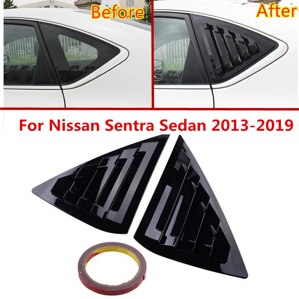 

Glossy Black Car Window Louver Vent Cover Trim For Nissan Sentra Sedan 2013-2019
