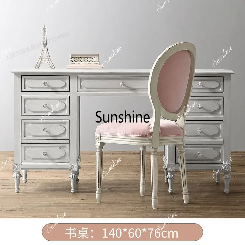 Retro desk French high-end solid wood children's multi-purpose desk computer deskTJ 6