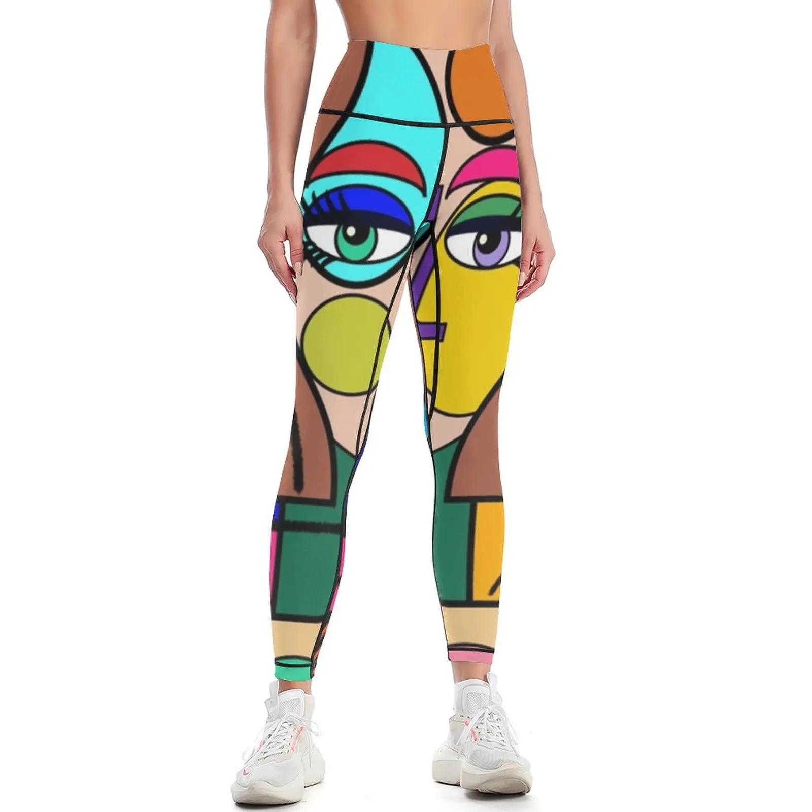 

Colorful Funky Abstract Girl Art Face Leggings sporty woman push up Fitness woman Women's fitness Womens Leggings