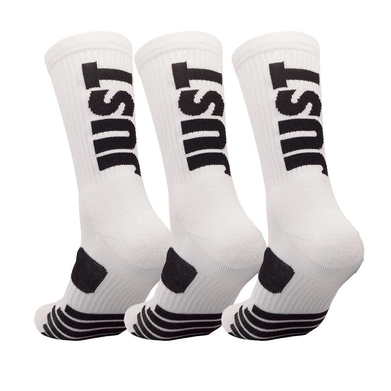 3 pairs JUST Basketball Crew Socks for Men and Women, Cushion Performance Athletic Basketball Socks