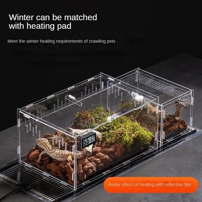 Acrylic Transparent Reptile Terrarium Breeding Box Turtle Cage Nano Arboreal Tarantula Enclosure Dearded Dragon Reptiles Habitat