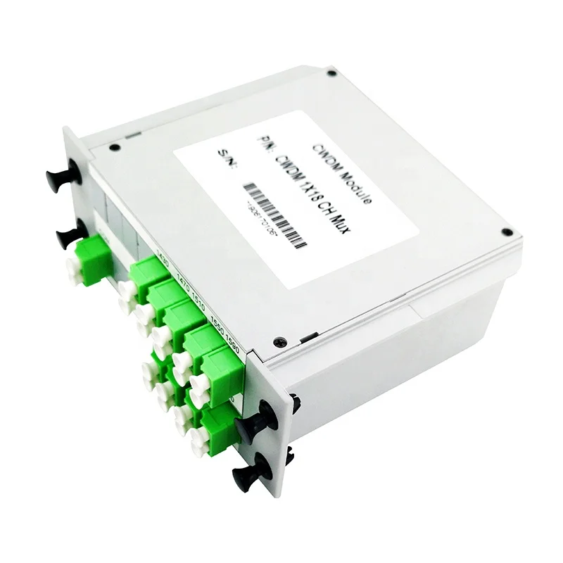 Proveedor de servicio de Internet Módulo de casete Caja de plástico Fibra MUX de 18 canales CWDM con conector personalizado LC APC