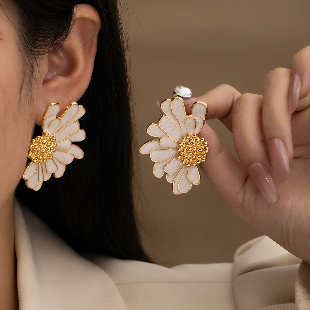 

925 Silver Needle Korean Fashion Dripping Oil Big Flower Earrings For Women Jewelry 2026 Trending New Colorful Flowers Earrings