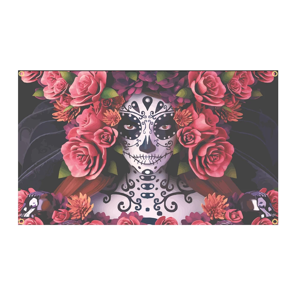 FLAGLAND 90x150cm 3X5 Ft Day of The Dead Dia De Muertos Flag Banner Decoration