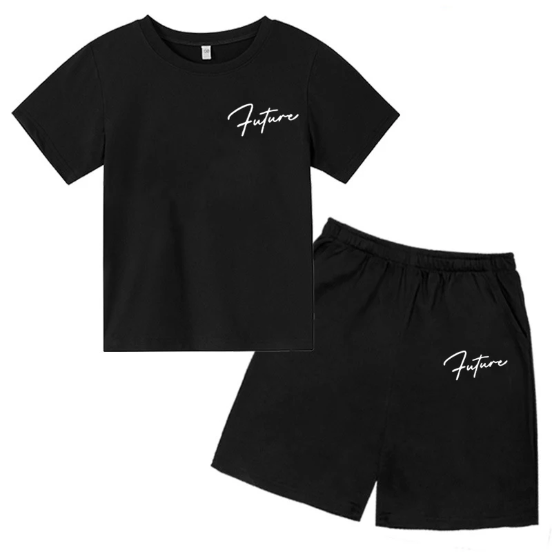 

Simple Printed Children Summer Fashion Casual T Shirt Suits 2024 New Style Letter Pattern O-neck T Shirt Shorts 2-pieces Set