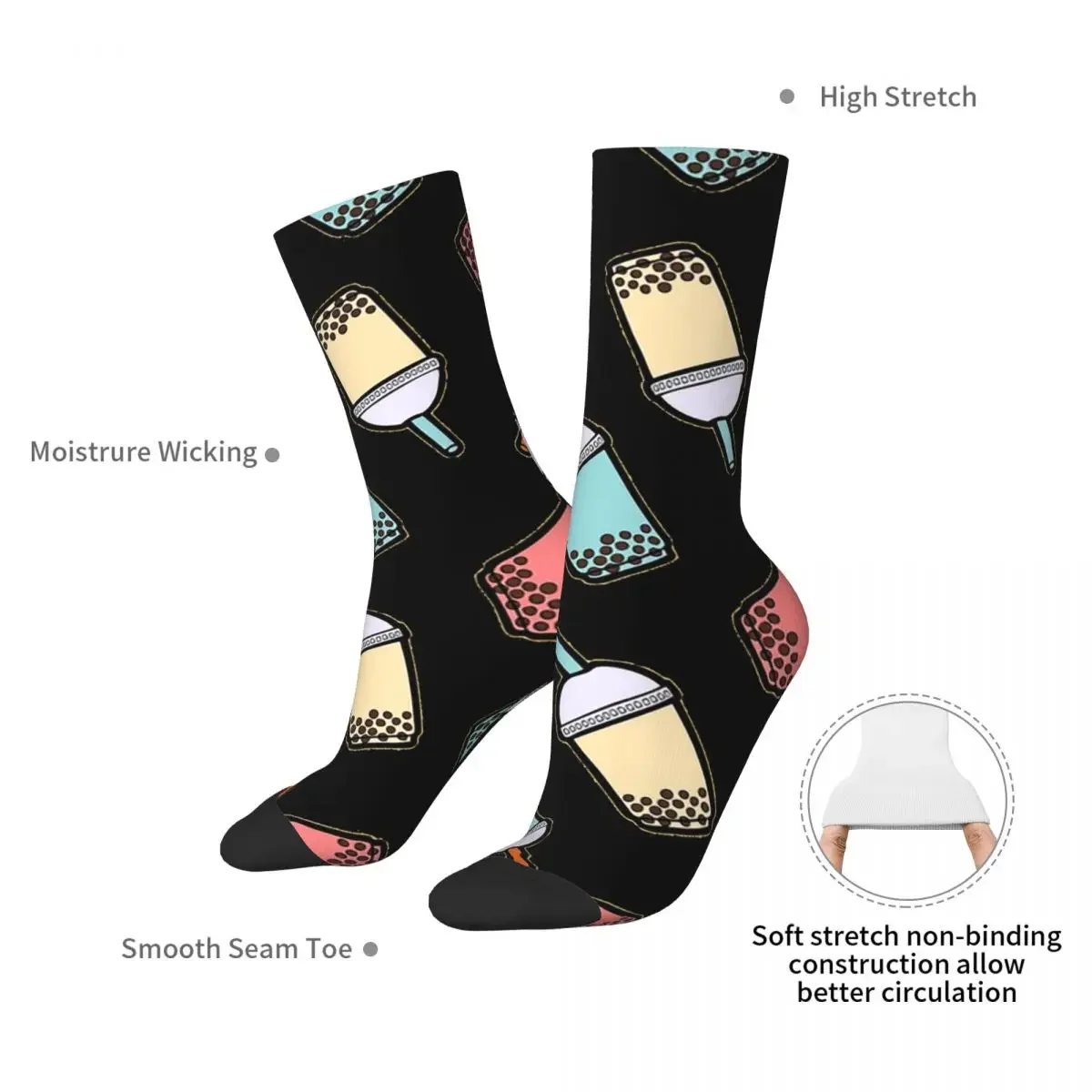 Bubble Tea Pattern Socks Harajuku High Quality Stockings All Season Long Socks Accessories for Unisex Birthday Present