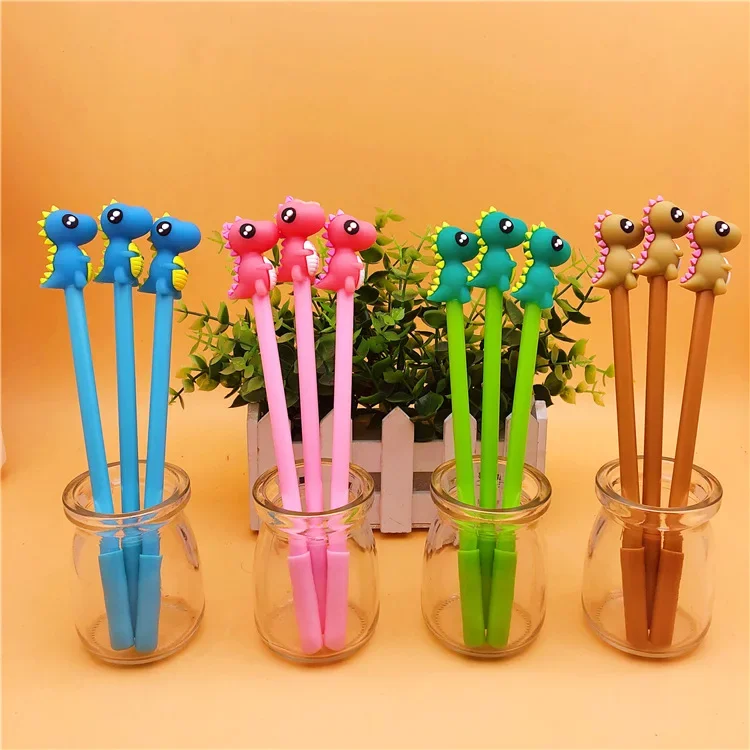 

24 шт. канцелярские товары, оптовая продажа, маленькая свежая гелевая ручка с динозавром, креативная студенческая подпись, каваи, школьные принадлежности, гелевые ручки