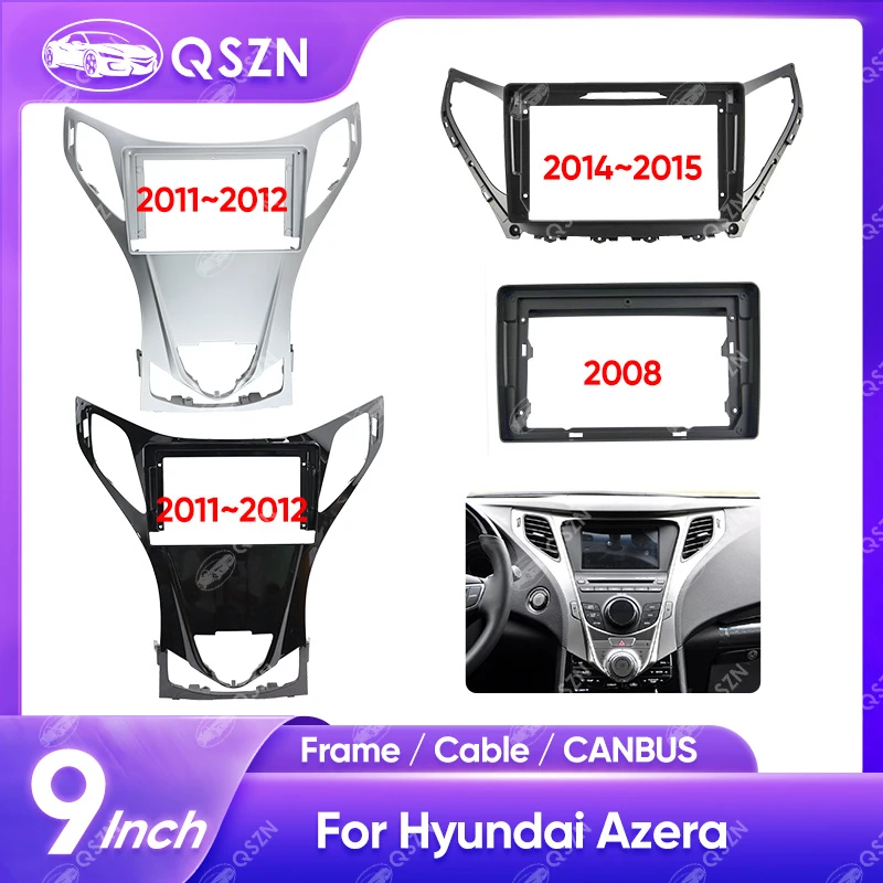 QSZN Car Radio Frame For HYUNDAI AZERA/TG AV Stereo Panel Wiring Harness Connector Power Cable Adapter UV Black/Silvery LHD/RHD