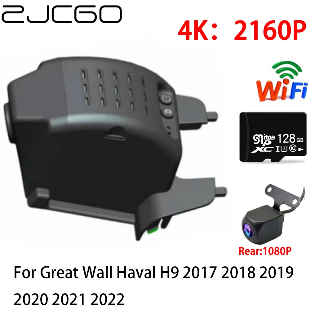 

ZJCGO 2K 4K Car DVR Dash Cam Wifi Front Rear Camera 2 Lens 24h Monitor for Great Wall Haval H9 2017 2018 2019 2020 2021 2022