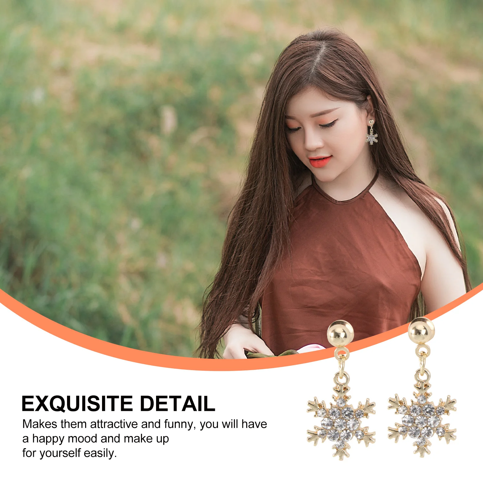 

1 Pair Snowflake Tassel Earrings Christmas Dangle Ear Jewelry For Women Girls No Piercing Festive Party Masquerade Fun Alloy