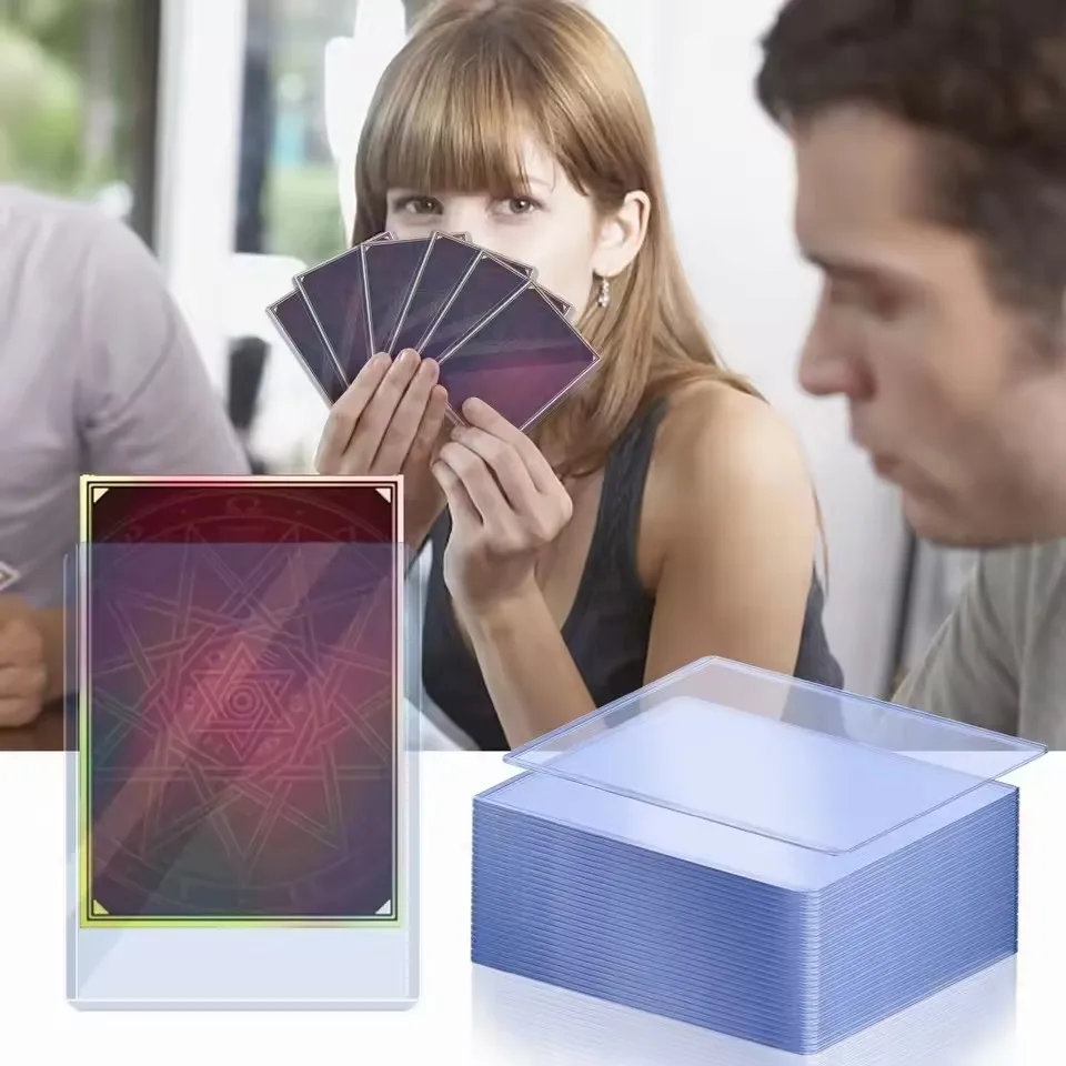 Funda transparente para tarjetas Kpop coreanas, con película protectora, tarjetero transparente, cubierta para tarjetas de juego de fotos de ídolo, 35PT, 1/25/50 Uds.