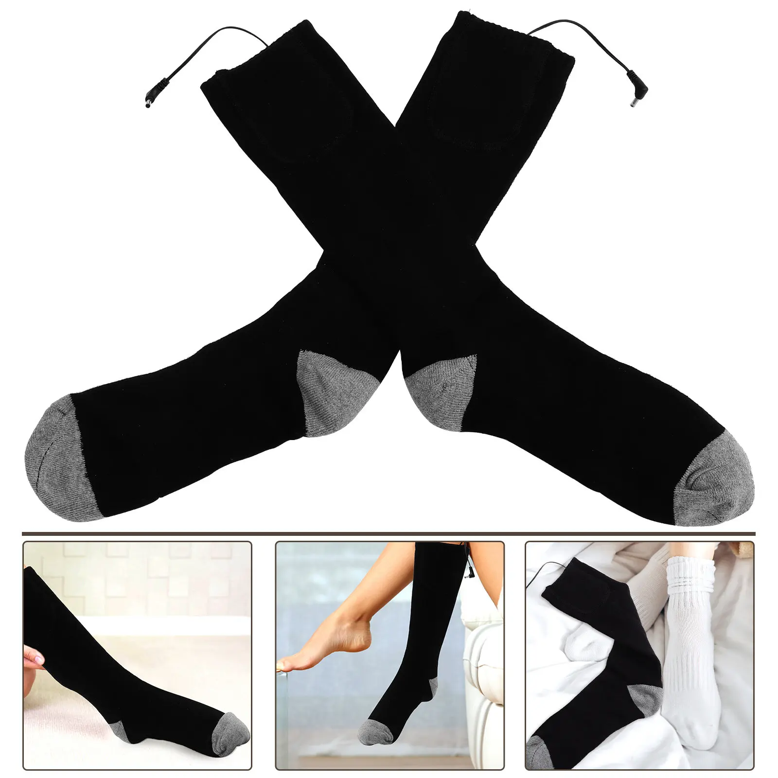 

1Pair Rechargeable Heating Socks for Men Quick Warm Carbon Fabric Winter Stockings Machine Washable Thicken Footwear Outdoor