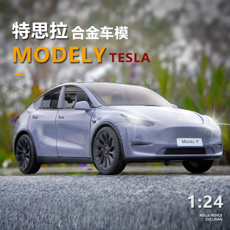 2024 new 1:24 Simulation TESLA MODEL Y Alloy Cars Toy Diecasts Vehicles Metal Model Car Decoration For Kids Gift Boy sound light