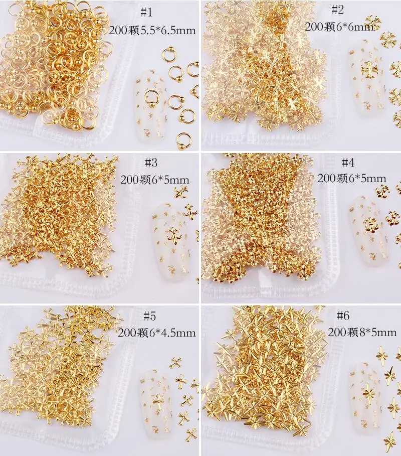 200/500Pcs Nail Metal Rivets,Star/Moon 35 Designs Nail Art Decorations,Gold/Silver Nail Studs Rivets,Nail Art Jewelry ##