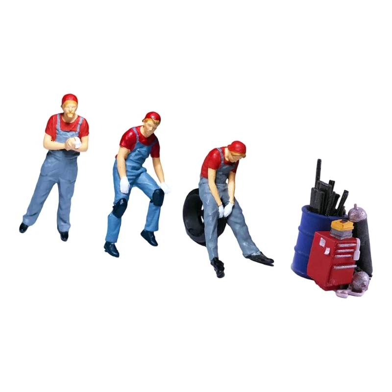 Realistic Repairman Figure Model 1:64 Scale Hand Painted Miniature Figures for Dioramas Props,Photography Collectors