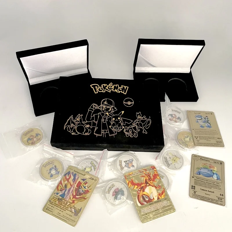 Pokemon Gift Box Set Metal Commemorative Coins Pikachu Gold Coins Silver Coins Children's Collection Toys The Best Birthday Gift