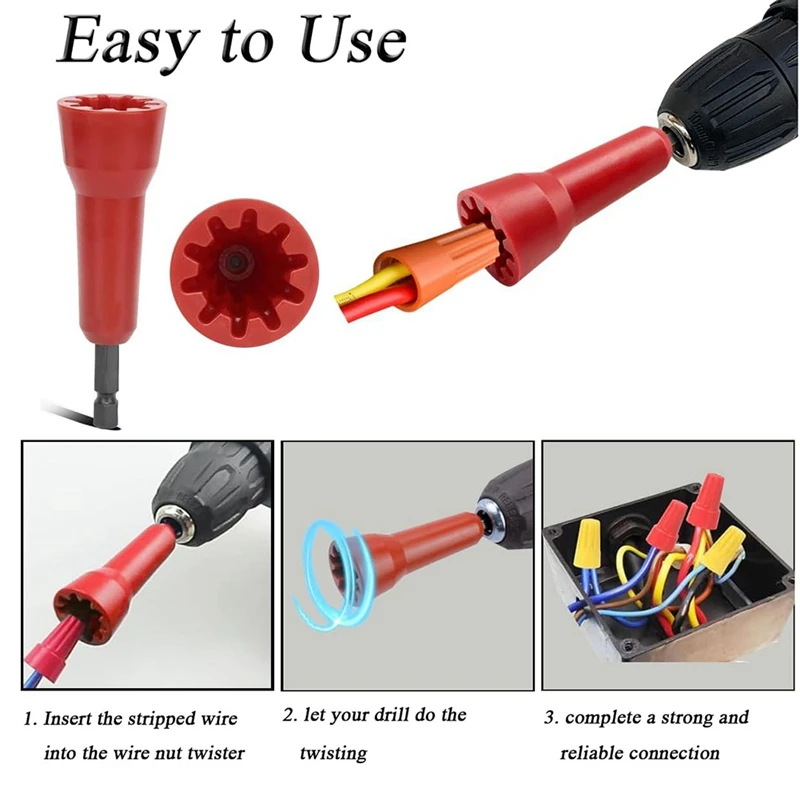 2Pcs Wire Stripping Twisting Tools For Drill, Wire-Nut Twister With 50Pcs Wire Caps,Fast Electric And Hand Wire Stripper