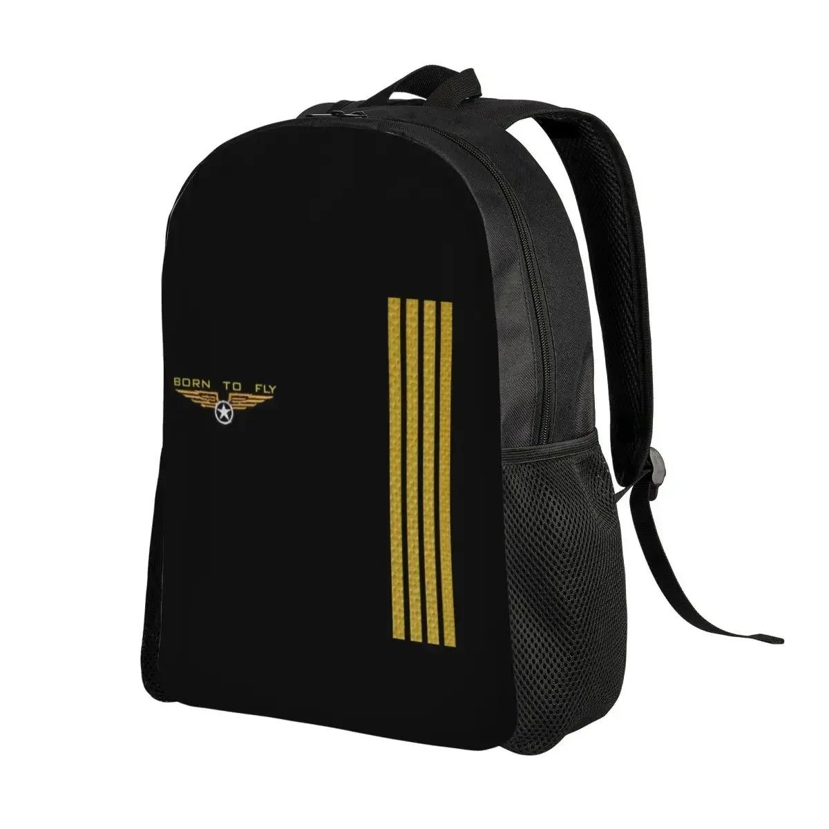 Mochila personalizada para ordenador portátil Born To Fly Flight Pilot, mochila básica para hombres y mujeres para estudiantes universitarios, bolsa de aviador de aviación voladora