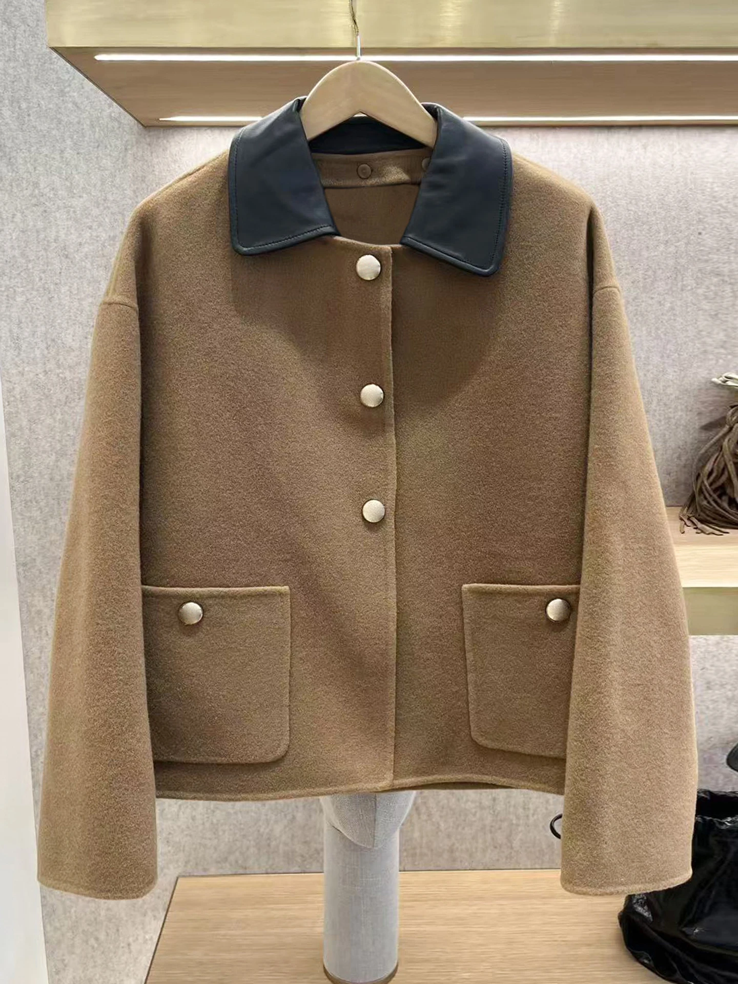 

M Home Nan You Высококачественное женское модное осенне-зимнее повседневное шерстяное пальто со съемным меховым воротником Jaet Retro Sle Ladies Oute...