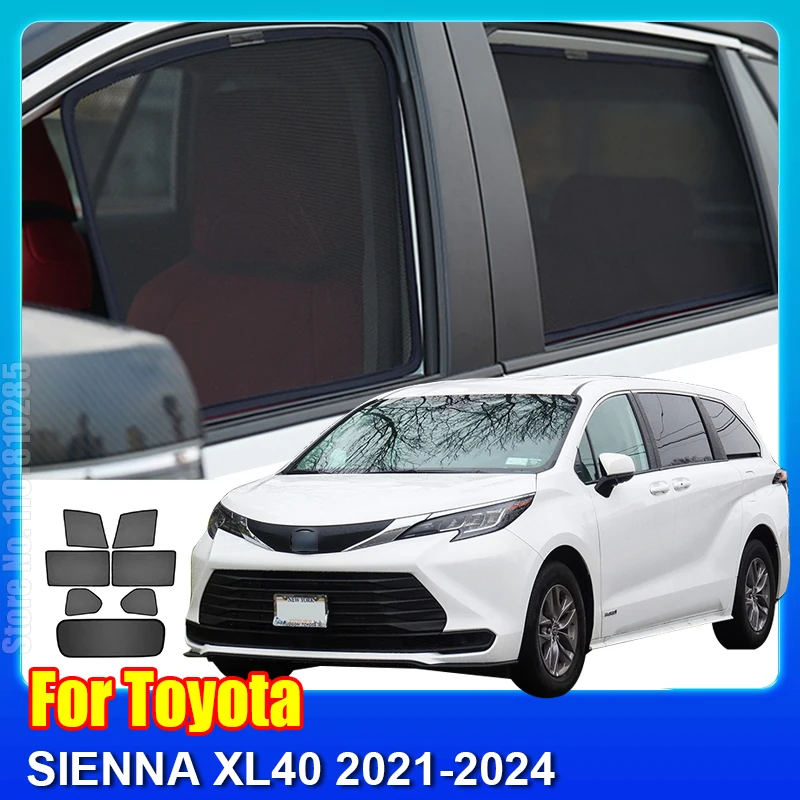 For Toyota SIENNA XL40 2021-2024 Car Magnetic Sunshade Shield Front Windshield Curtain Rear Side Window Sun Shade Visor