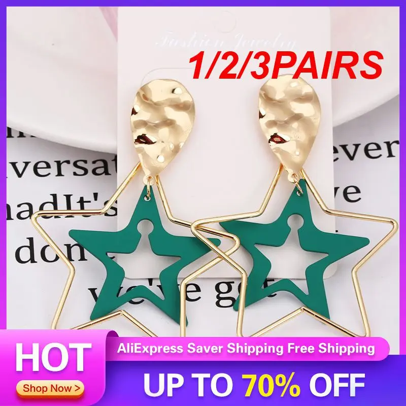 1/2/3PAIRS Orecchini pendenti eleganti Colore brillante 2 colori Orecchini Orecchini vintage Non facili da ossidare 1 paio di orecchini a stella