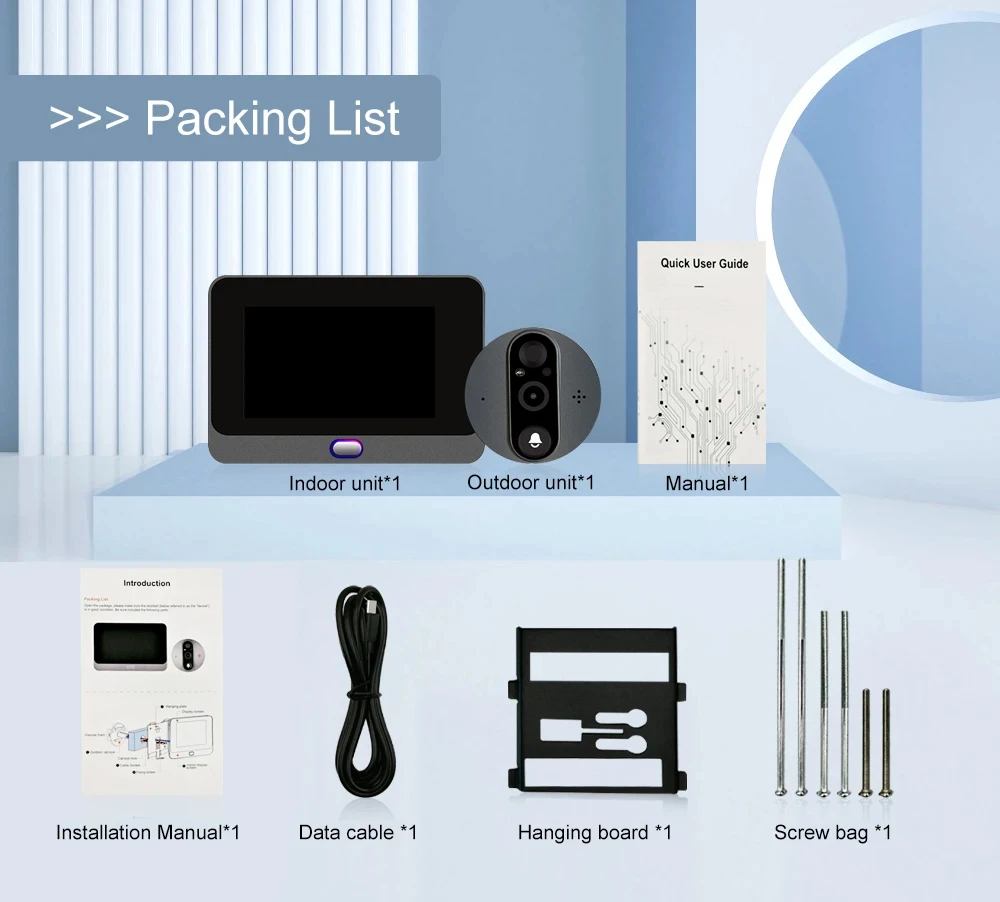 Tuya Smart Video Doorbell Peephole Door Camera with Motion Sensor 1080P Digital Viewer