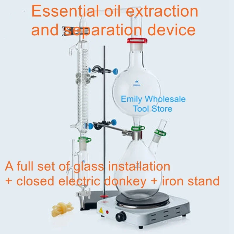 Essential oil extraction separator unit 1000/2000ml pure dew distillation equipment Graham condenser