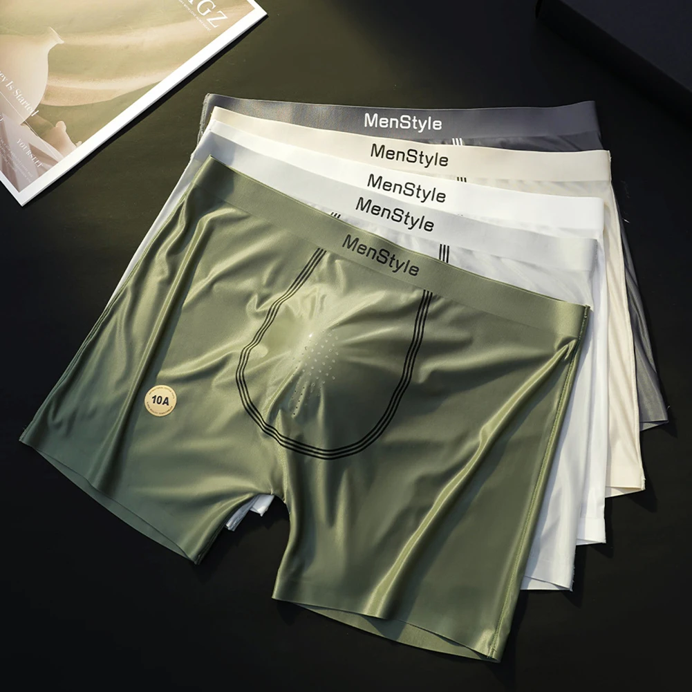 

For Daily Use For Sports White Ice Silk Underwear Sexy Seamless Male Underpants Breathable Underwear Sexy Panties