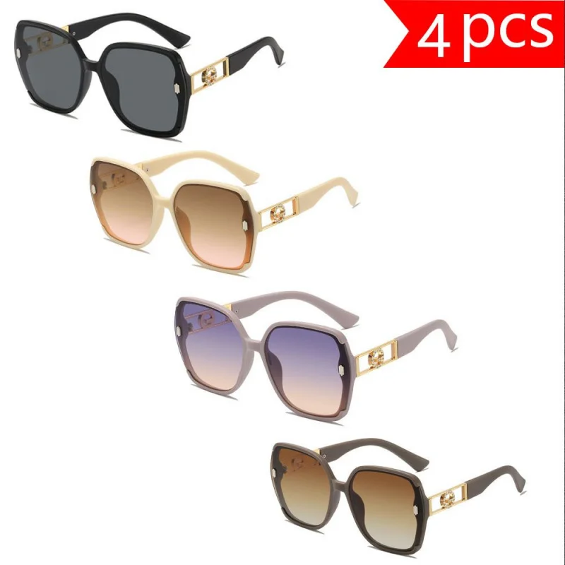 4PCS Large Frame Sunglasses, Suitable For Leisure, Outdoor, Picnics And Other Activities, Stylish Appearance