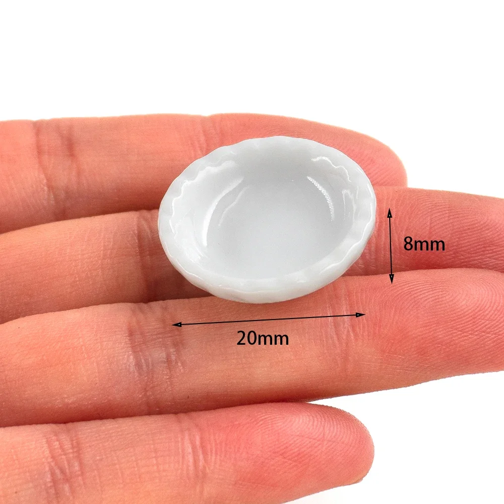 3Pcs 1/12 Dollhouse Miniature Accessories Mini Ceramic Food Plate Simulation Kitchen Dish Toys for Doll House Decoration