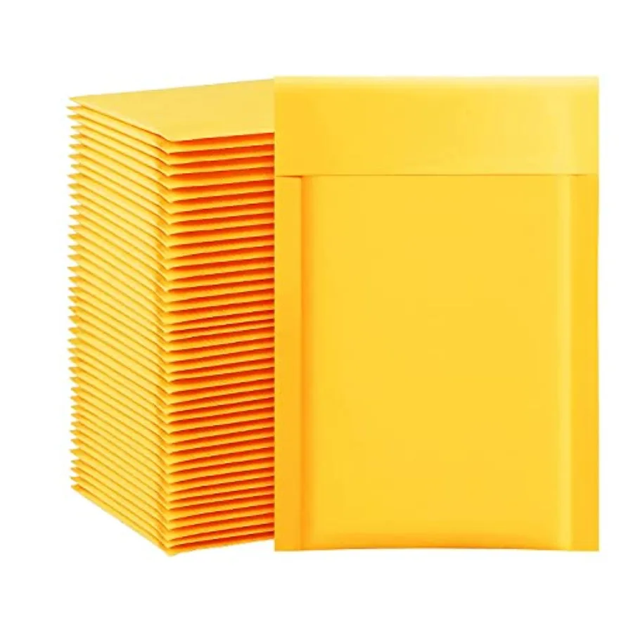 

Kraft Bubble Mailers 4x8 Inch 100 PcsSmall Self-Sealing Mail Shipping Bags Yellow Padded Envelopes #000