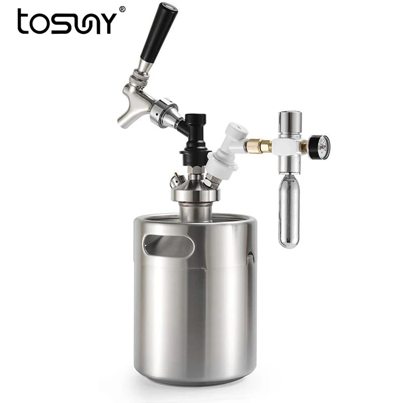 

5L Mini Keg Kit with 0-60Psi CO2 Regulator, Mini CO2 Dispenser with Ball Lock Quick Disconnect Home Brew Mini Keg Tap Dispenser