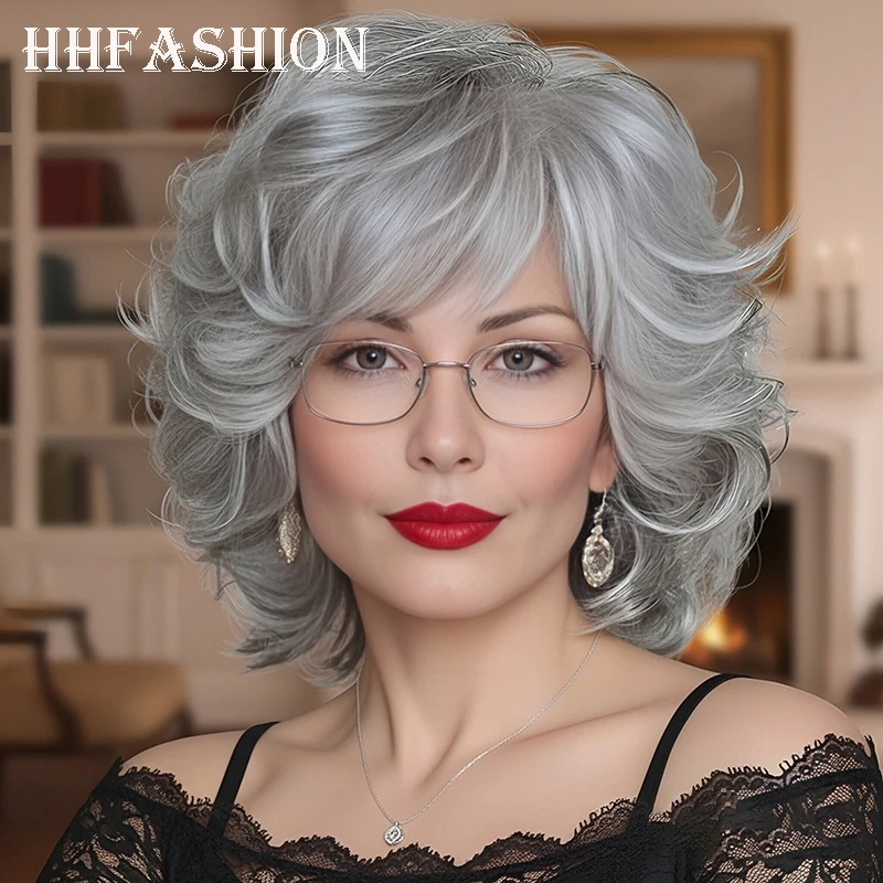 

14 Inch Fluffy Synthetic Curly Wig Full Hair Volume Fluffy Bottom Facial Shape Enhancer Easy Maintenance Women's Wig