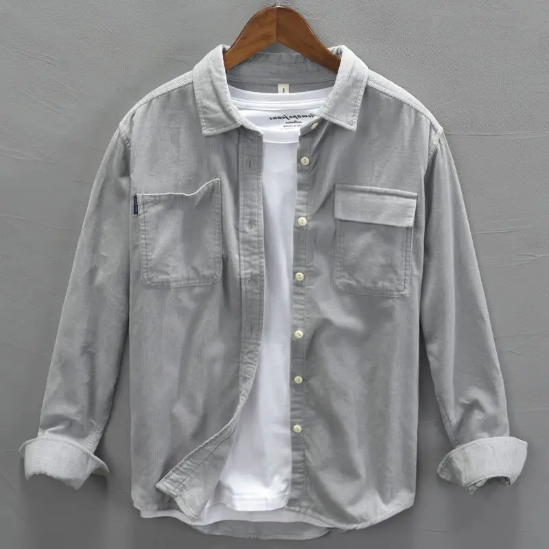 

Мужская вельветовая куртка с длинными рукавами, устойчивая к грязи и износу, молодежная модная осенне-зимняя свободная дышащая верхняя одежда