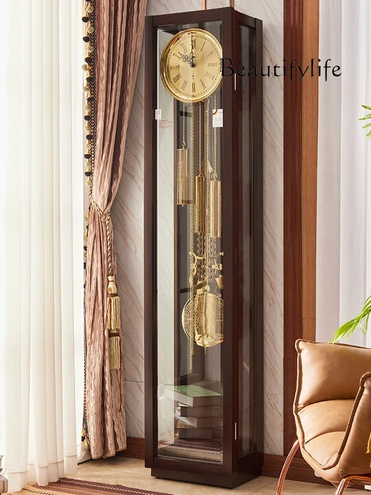 

S New Chinese villa floor clock European retro pendulum clock living room high sense of simplicity
