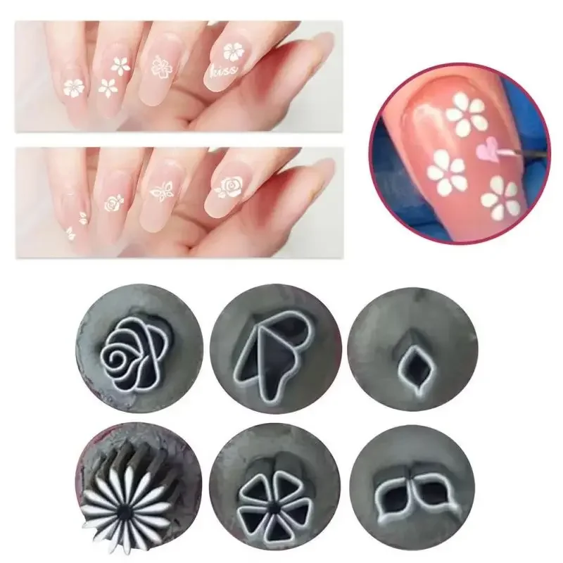 New Nail Art Stamp Pen 6pcs Nail Art Pattern Stippling Seal Pen Diy Nail Doodle With Petal Embellished Seal Pen