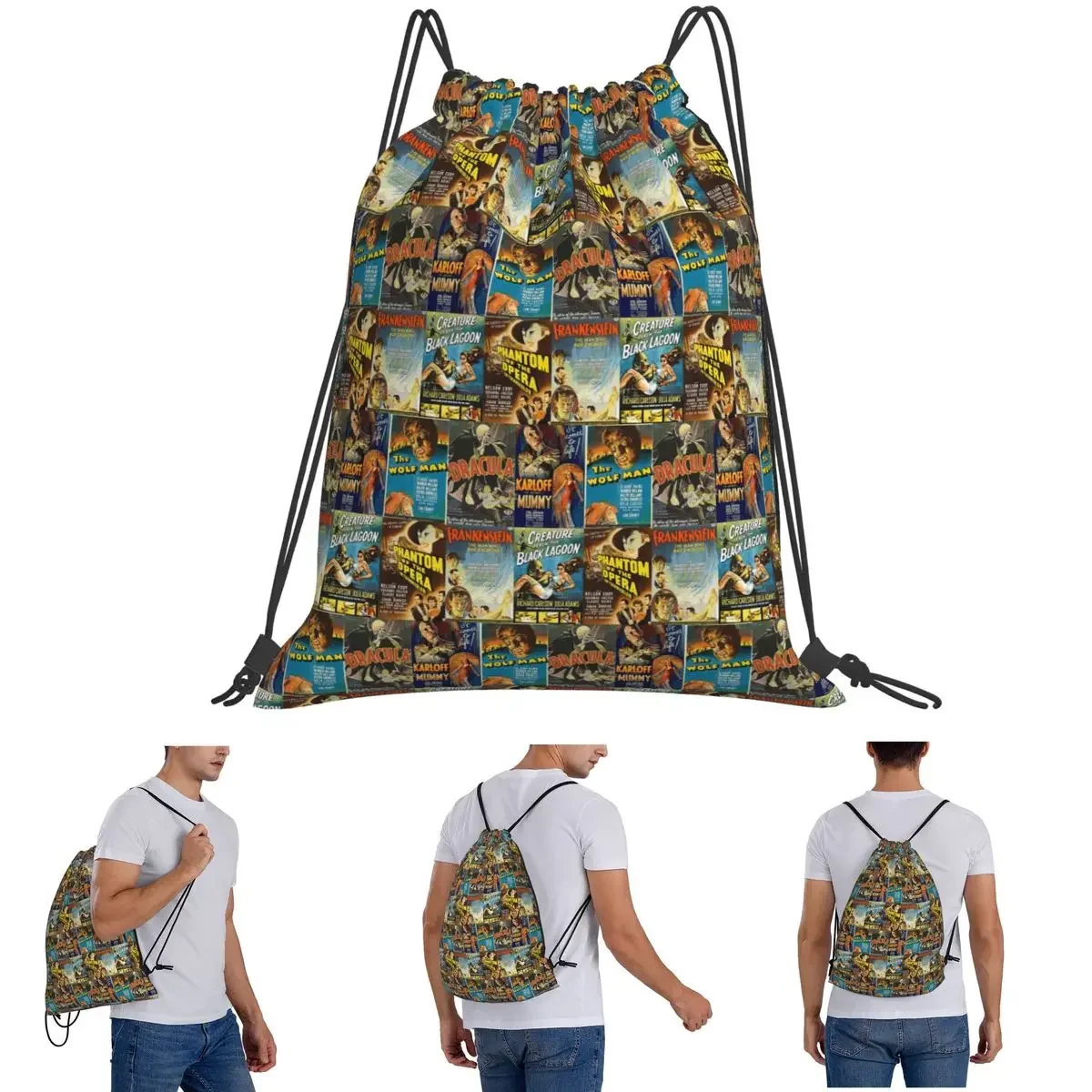 

Универсальные рюкзаки с монстрами, повседневные портативные сумки на шнурке, сумка для обуви, сумки для книг для мужчин и женщин, школьные