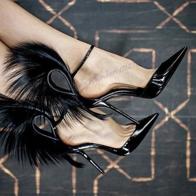 Heels with feathers on fashion back