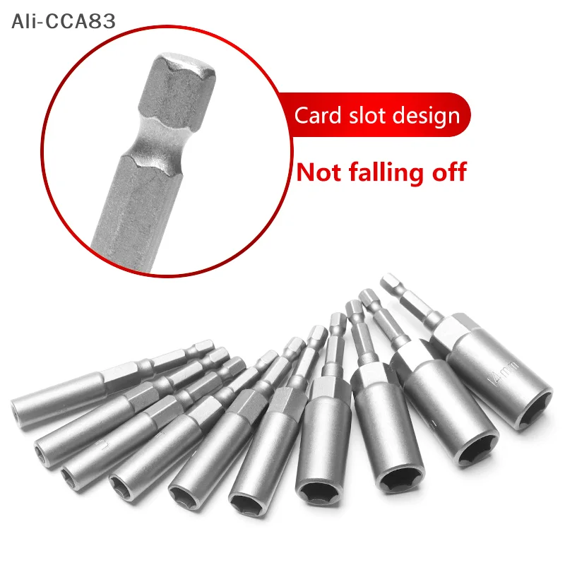 10/15Pcs Length Deepen Impact Socket Adapter 5.5-19mm Power Nut Driver Socket Set 1/4-inch Screwdriver Key Head Hand Tool Set