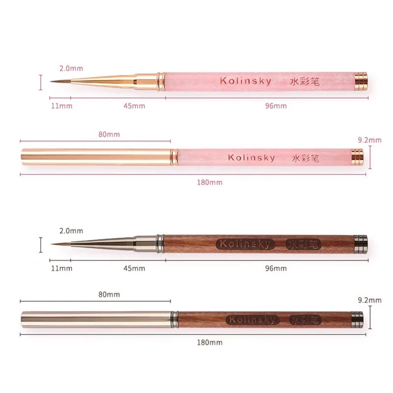 1/2PCS New Kolinsky Acrylic Nail Brush Purple Nails Brush Art Acrylic Pure Kolinsky Sable Brush 3D Painting Pen