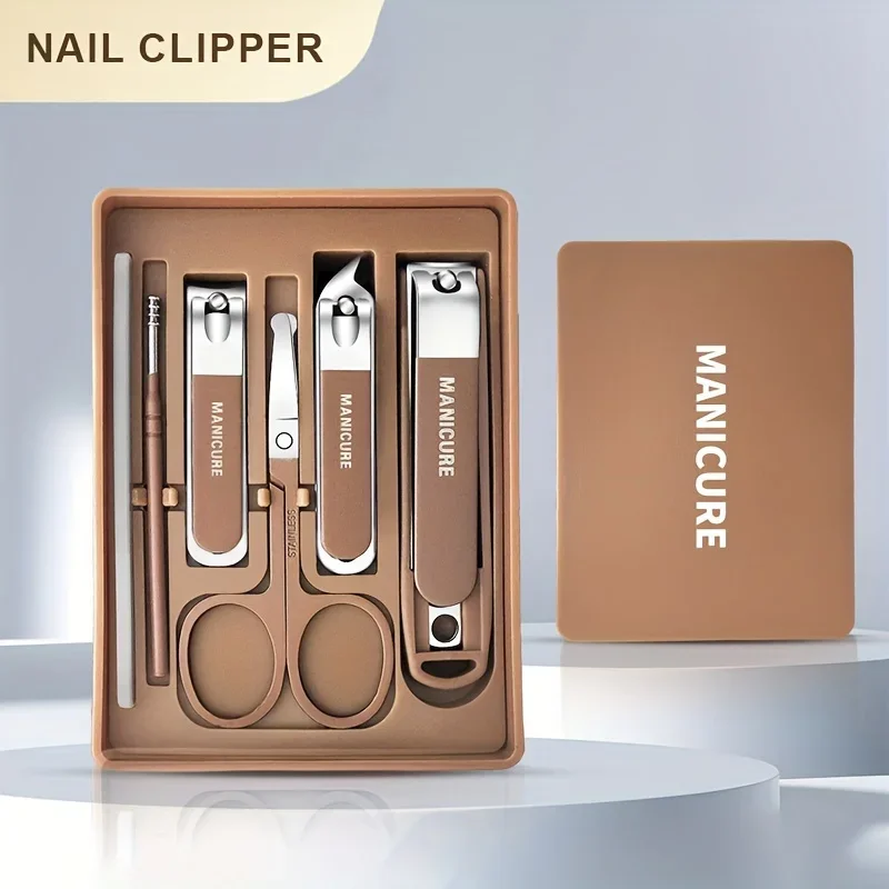 6-Piece Manicure and Pedicure Set, Stainless Steel Nail Clippers, Ear Pick, Nail File, Anti-Splash Design