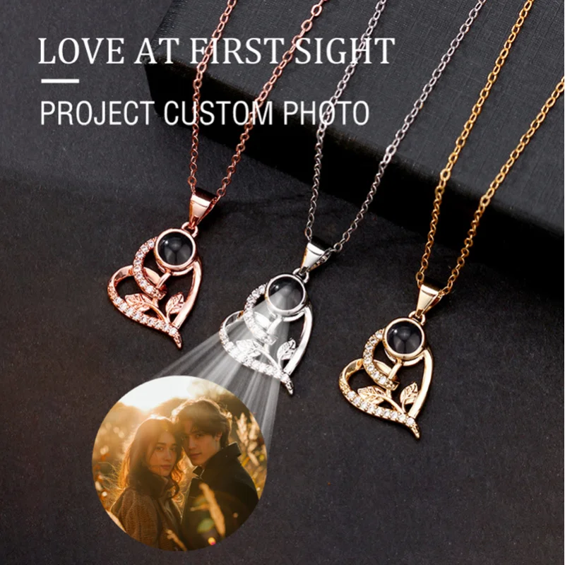 

Custom Color Photo Projection Necklace Heart Flower Pendant For Women 2025 New Versatile Mother's Day Thanksgiving Warm Gift