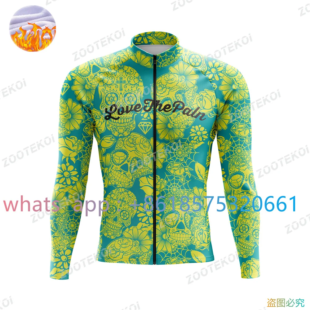 Love The Pain Winter Thermal Fleece Jacket Men Cycling Jacket Suit Chaqueta Ciclismo Hombre Mountain Bicycle Road Clothing 2023